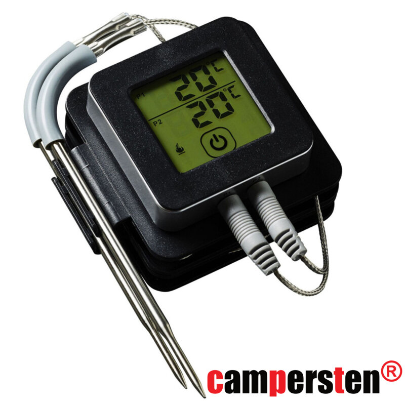 Digital Grillthermometer Fleischthermometer BBQ Thermometer Funk mit 2 Fühler