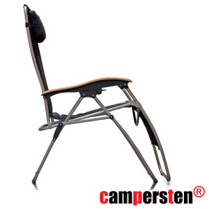 Den campersten 2in1 XXL Komfort Campingstuhl + Liegestuhl - Extra Komfort dank Kopfkissen, besonders breite Liegefläche u. hohe Tragkraft 180KG