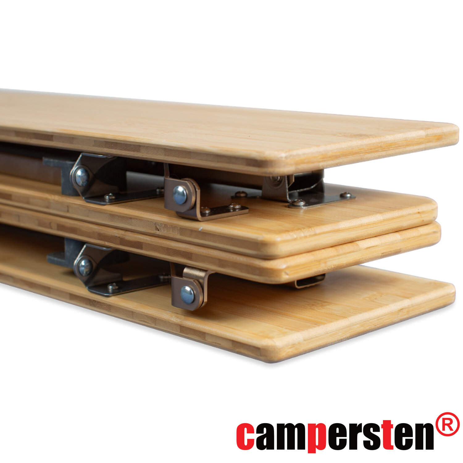 am campersten Design Campingtisch mit Bambusplatte - höhenverstellbar
