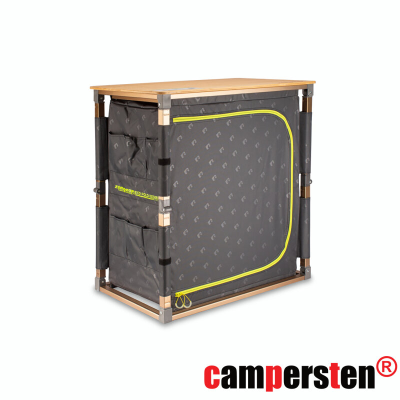 am campersten Design Campingschrank vollständig faltbar und leicht, EXTREM robust und wetterfest inkl. Transporttasche