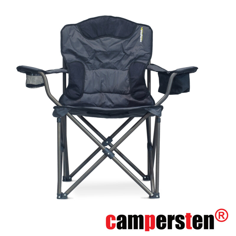Den campersten XXL Campingstuhl EXTRA breite Sitzfläche u. hohe Tragkraft 180KG EXTRA Sitzkomfort inkl. Isolierfach für kühle Getränke