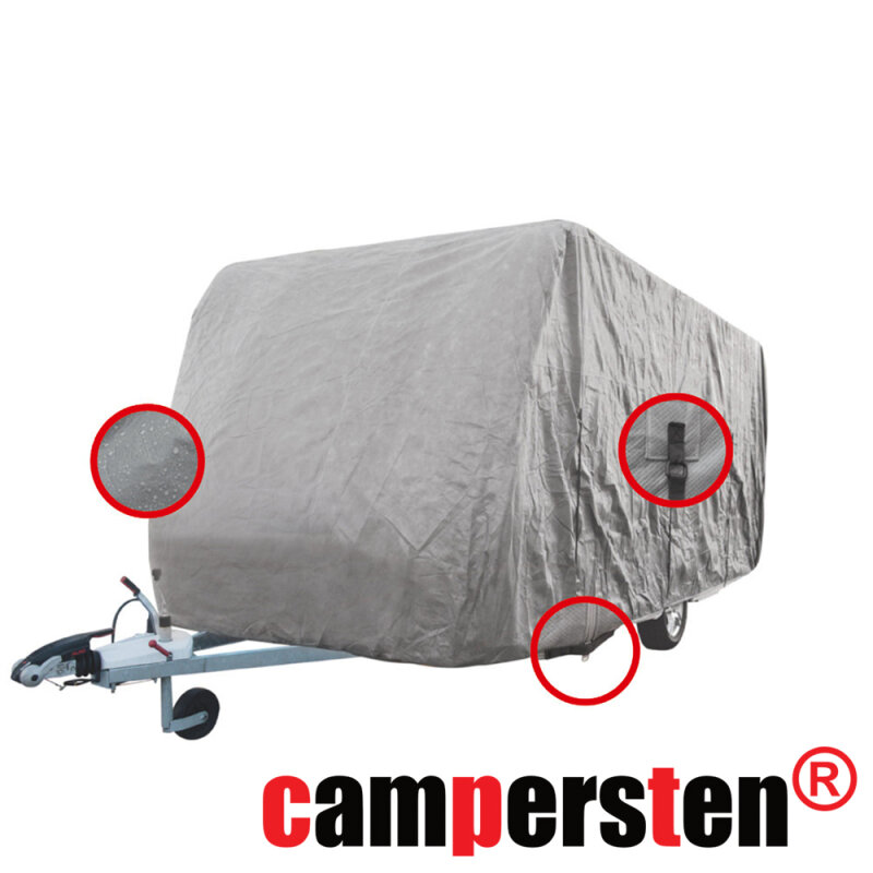 Die campersten® LUXUS Wohnwagen-Abdeckhaube 4,5-5,0m Größe:S - High-Protection 4Schichten-Gewebe