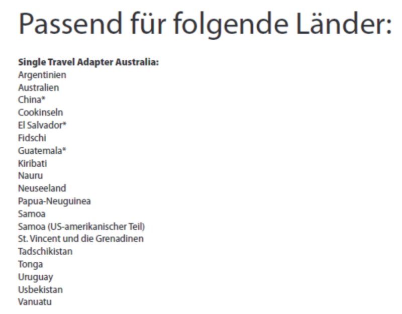 Reiseadapter Tonga auf Deutschland - Skross 1.500209 Reisestecker