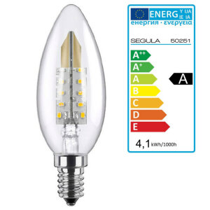 LED Kerze standard klar E14 4,1Watt, dimmbar, Segula 50251 LED Lampe