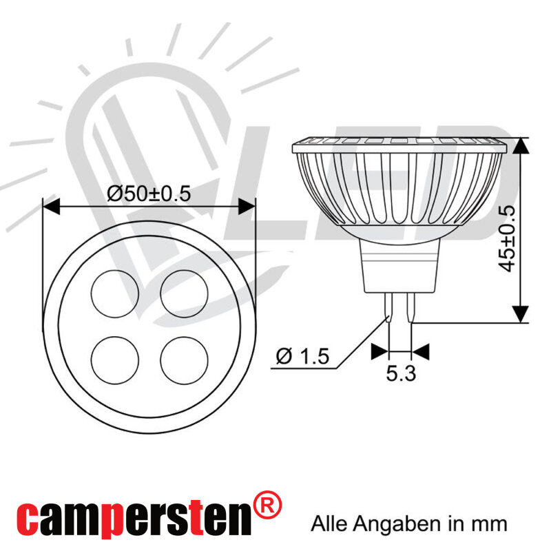 LED Spot, Leuchtmittel, Energiesparlampe, 2700K Warmweiß, 12V, für