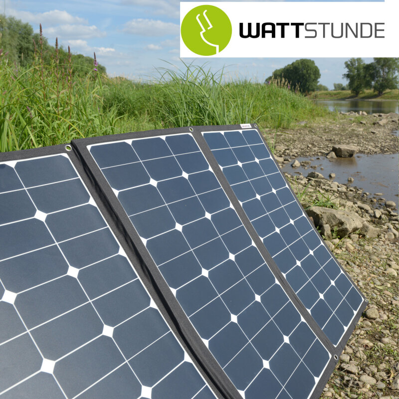 WATTSTUNDE® SunFolder 180W Solartasche Solarmodul MPPT Set+ inkl. 15A MPPT Laderegler mit Bluetooth und Anschlusskabel, faltbar