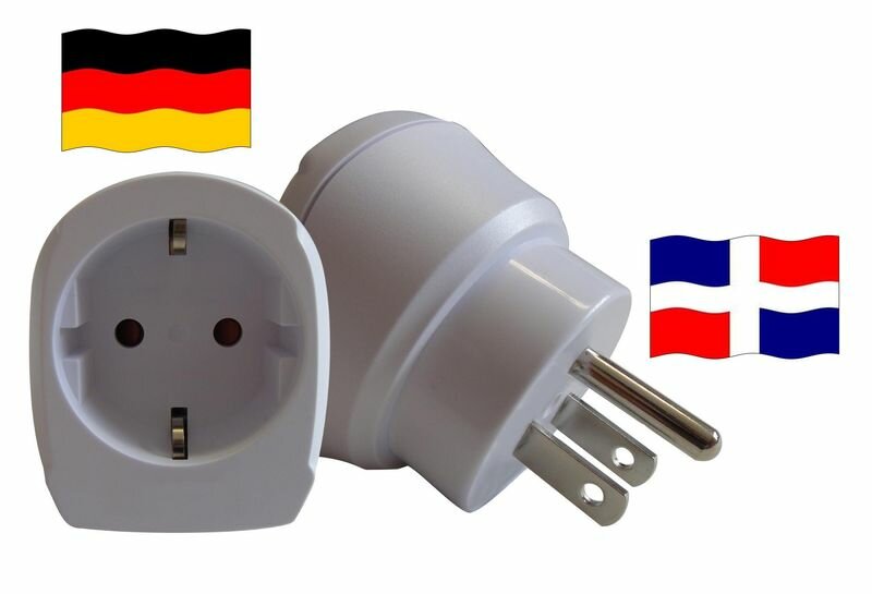 Reiseadapter für DomRep.. Steckeradapter für Geräte aus Deutschland