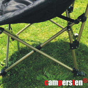 Den campersten® bequemen XXL Camping Lounge Stuhl, besonders weiche Polsterung, klappbar und hohe Tragkraft 120KG