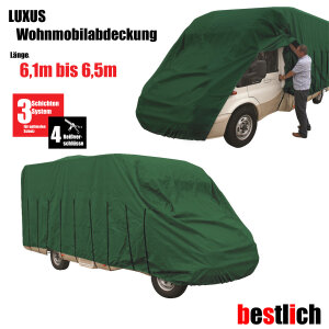 bestlich LUXUS Wohnmobil-Abdeckhaube 6,1-6,5m Größe:L - High-Protection 3-Schichten-Gewebe in Grün