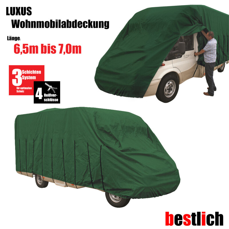 bestlich LUXUS Wohnmobil-Abdeckhaube 6,5-7,0m Größe:XL - High-Protection 3-Schichten-Gewebe in Grün