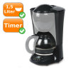 Kaffeemaschine 1,5Liter Primo kz2-fa Kaffeeautomat mit Timer schwarz-silber