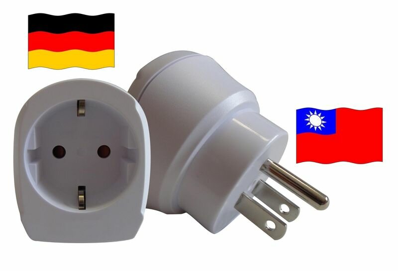 Reiseadapter für Taiwan. Steckeradapter für Geräte aus Deutschland