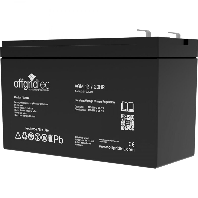 Offgridtec AGM 7Ah 20HR 12V - Solar Batterie Akku Extrem zyklenfest