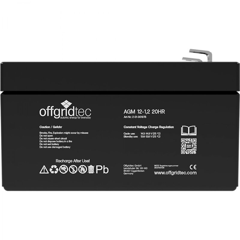 Offgridtec AGM 1,2Ah 20HR 12V - Solar Batterie Akku Extrem zyklenfest