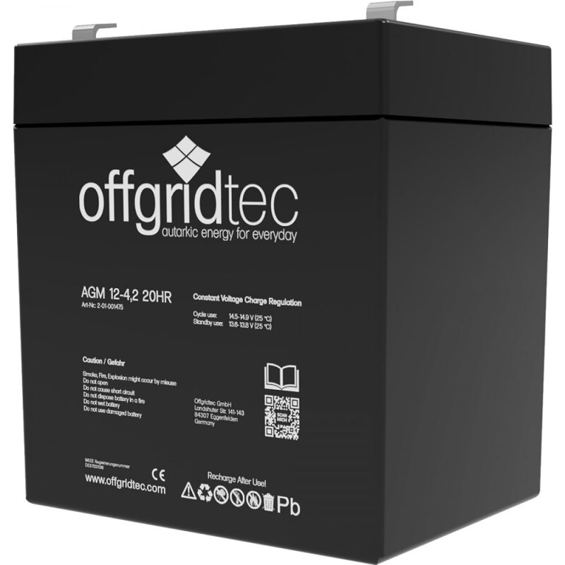 Offgridtec AGM 4,2Ah 20HR 12V - Solar Batterie Akku Extrem zyklenfest