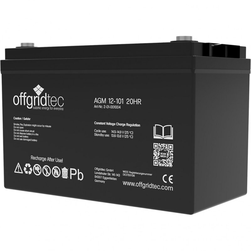 Offgridtec AGM 101Ah 20HR 12V - Solar Batterie Akku Extrem zyklenfest