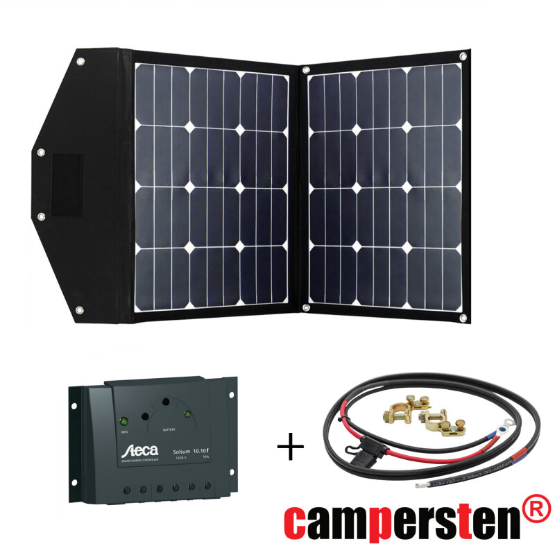 80Watt Solartaschenset FSP-2 Solarmodul Set inkl. 10A PWM Laderegler mit Anschlusskabel, faltbar