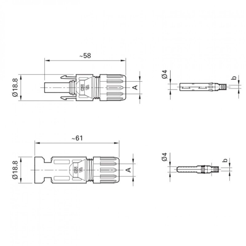 MC4 Stecker und Buchse MC4.1 10mm&sup2