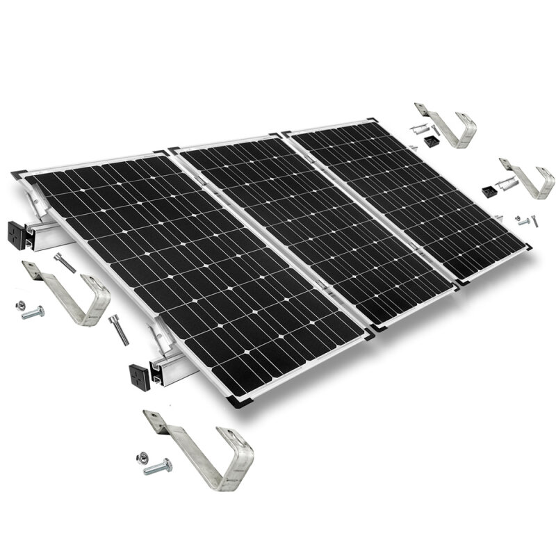Befestigungs-Set für 3 Solarmodule - für Bieberschwanz Ziegel