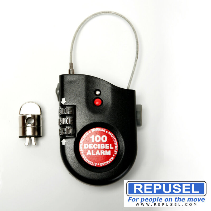 RepAlarm Pocket, ausziehbares Kabelschloss mit Alarm, Repusel 1328