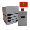 Welt Reisestecker Malediven mit 2 USB Ports + extra Powerbank