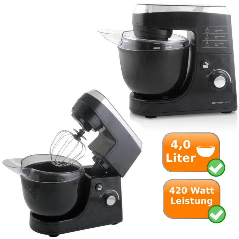 Küchenmaschine mit 4 Liter Schale 420Watt Emerio KM-104749.2 schwarz