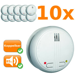 10x Funk-Rauchmelder Set Smartwares FA21RF Koppelbarer...