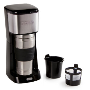 Kaffee ToGo Kaffeemaschine 400ml Kaffee im Thermobecher DOMO DO437K schwarz