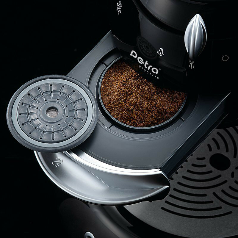 Kaffee-Pad-Automat für 2 Tassen Kaffee, Espresso, Cappuccino Petra KM 42.17