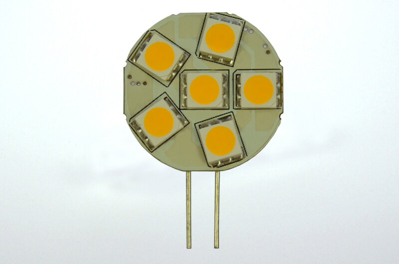 LED-Leuchtmittel, 6xSMD-LED 5050, Modul, 125°, G4, AC 12 V / DC 10-30 V, Verbrauch ca. 1 W, ca. 100 Lm, 3000 K, dimmbar, A+