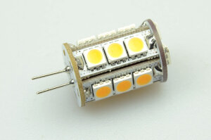LED-Leuchtmittel, 18xSMD-LED 5050, Stiftsockel, 300°, G4, AC 12 V / DC 10-30 V, Verbrauch ca. 2,3 W, ca. 252 Lm, 3000 K, dimmbar, A+