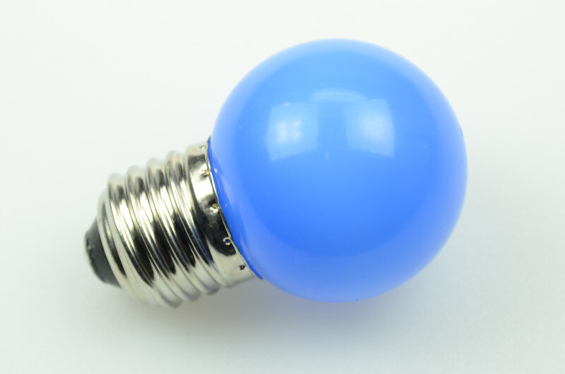 LED-Leuchtmittel, 6x SMD LED 3328, Mini Globe 45 mm, 270°, E27, AC 220-240 V, Verbrauch ca. 1 W, 15 Lm, blau, IP44 Spezialprodukt