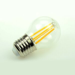 LED-Leuchtmittel, Fadenlampe, Globe 45 mm, E27, 360°, AC 100-250 V, Verbrauch ca. 4 W, ca. 400 Lm, 2700 K, warmweiß, IP20, klar, A+