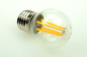LED-Leuchtmittel, Fadenlampe, Globe 45 mm, E27, 360°, AC 220-240 V, Verbrauch ca. 4 W, ca. 400 Lm, 2700 K, warmweiß, IP20, klar, A+