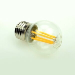 LED-Leuchtmittel, Fadenlampe, Globe 45 mm, E27, 360°, AC 220-240 V, Verbrauch ca. 4 W, ca. 400 Lm, 2700 K, warmweiß, IP20, klar, A+