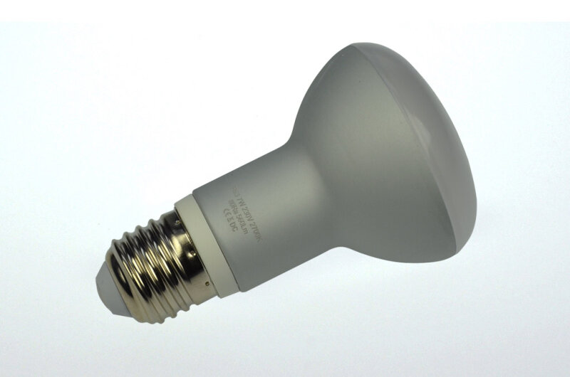 LED-Leuchtmittel, Reflektor Lampe 63 mm, E27, 30 x LED 2835SMD, 130°, AC 100-240 V, Verbrauch ca. 7 W, ca. 520 Lm, warmweiß, ca. 2700 K, matt, A+