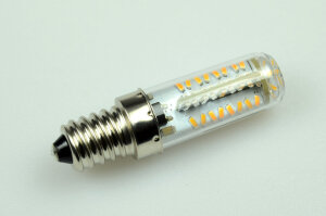 LED-Leuchtmittel, 70x LED, SMD-Tubular, 270°, E14, AC / DC 230 V, Verbrauch ca. 3 W, ca. 170 Lm, warmweiß, 2700 K, A+