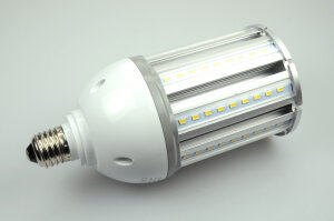 LED-Straßenlampe, 81x Samsung SMD LED5630, SMD-Tubular, 270°, E27, 100-277 V AC, Verbrauch ca. 27 W, 3100 Lm, warmweiß, 3000 K, IP64, CRI>80, 794 gr, A+