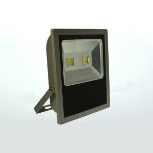 Flutlicht-Economy-Strahler, 2x50er COB LED, 120°, AC 100-240 V, ca. 100 W, ca. 7900 Lm, inkl. Halterung, für den Außenbereich IP65, warmweiß, 2700-3000 K, graues Gehäuse, A