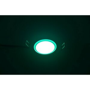 LED-RGB-Downlight, Chip 24x 5050 SMD, Abstrahlwinkel 120°, Lichtfarbe RGB, 24 V DC, Verbrauch ca. 6 W, 95 x 26 mm, 100 g, Gehäusefarbe weiß, IP52