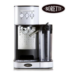 Edle Siebträger Espressomaschine im exklusiven Boretti Design Boretti B402 weiß