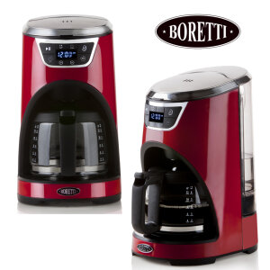 Eleganter Kaffeeautomat mit Aromakontrolle im exklusiven Boretti Design B411 rot