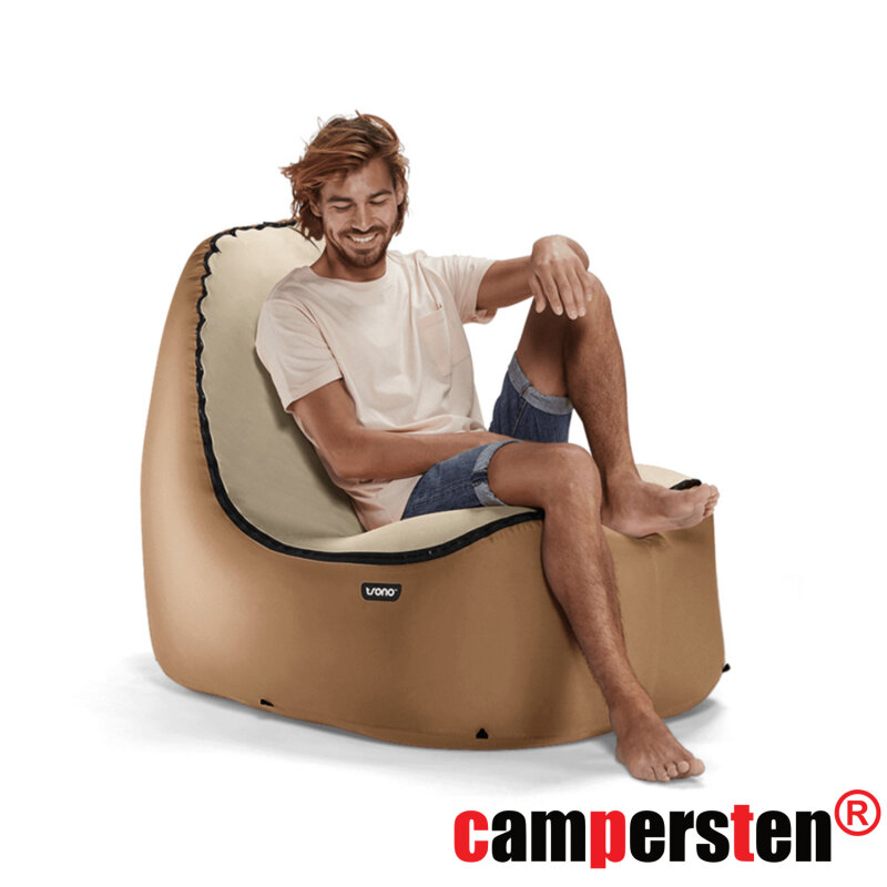 Design Luftsessel MINIMALES Gewicht bei MAXIMALEM Komfort selbstaufblasend outdoor camping strand pool - Braun/ Bronze