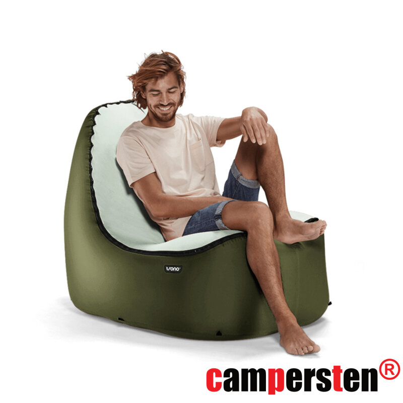 Design Luftsessel MINIMALES Gewicht bei MAXIMALEM Komfort selbstaufblasend outdoor camping strand pool - Grün