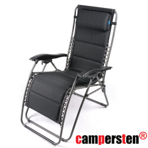 Den campersten 2in1 Komfort Campingstuhl + Liegestuhl - Bungee-Seil-Aufhängung und Kopfstütze faltbar klappbar leicht und hohe Tragkraft 150KG
