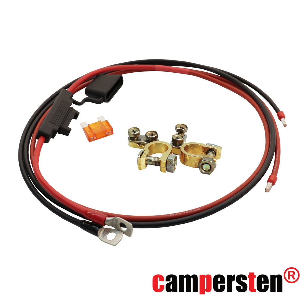 [CPTBAKA40-10MM-MPK] 10mm² Batterieanschlußkabel BAKA40 mit 40A Sicherung und Polklemmen