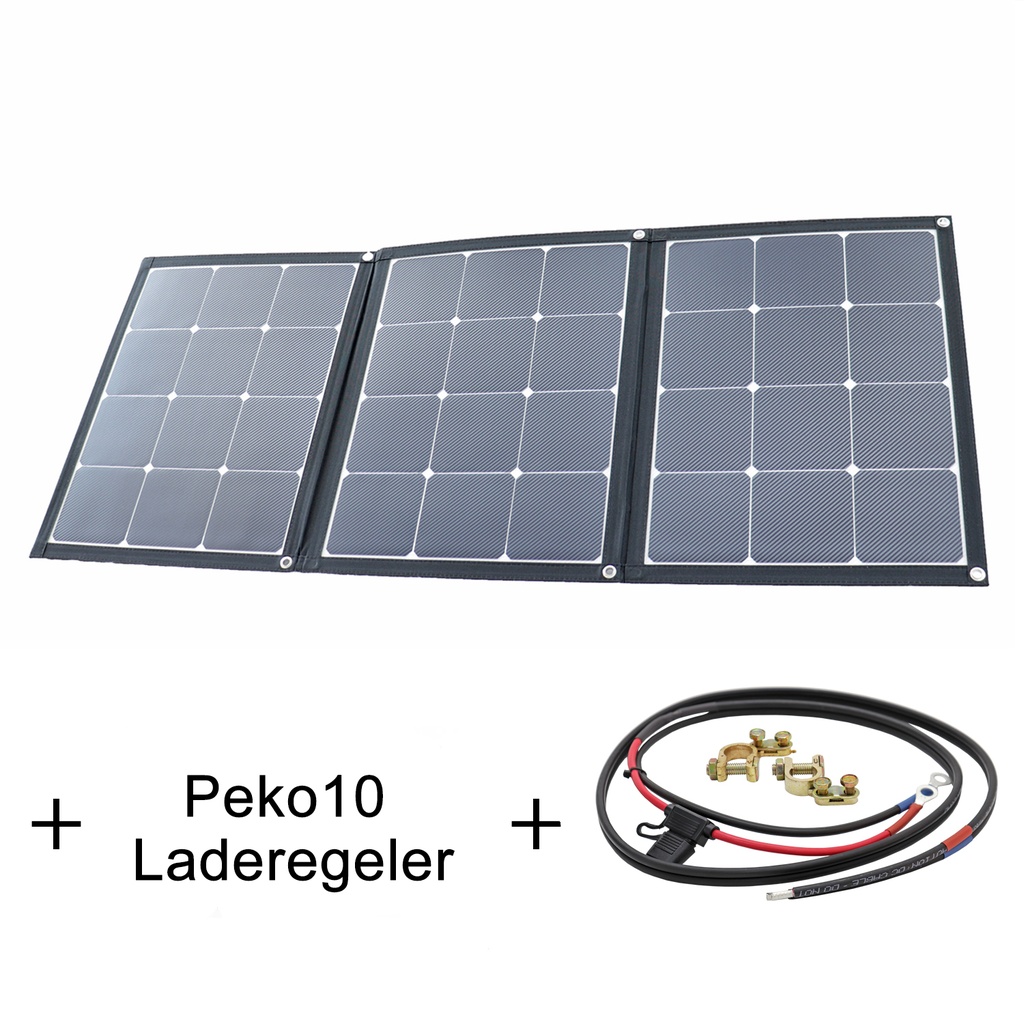 [WS101-1510E] Wattstunde® SunFolder 120W Solartasche Solarmodul BASIC Set inkl. 10A Laderegler und Anschlusskabel, faltbar
