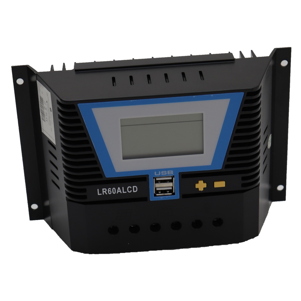 [WS300-4560] Solar Laderegler 60A LR60ALCD mit Dual USB-Anschluss und LCD-Anzeige für 12V / 24V