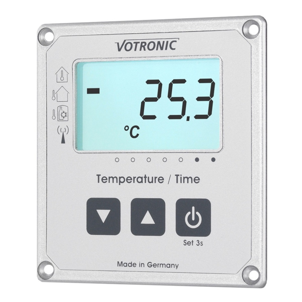 [Votronic-1253] Votronic LCD-Thermometer / Uhr S mit Extern-Sensor - 1253
