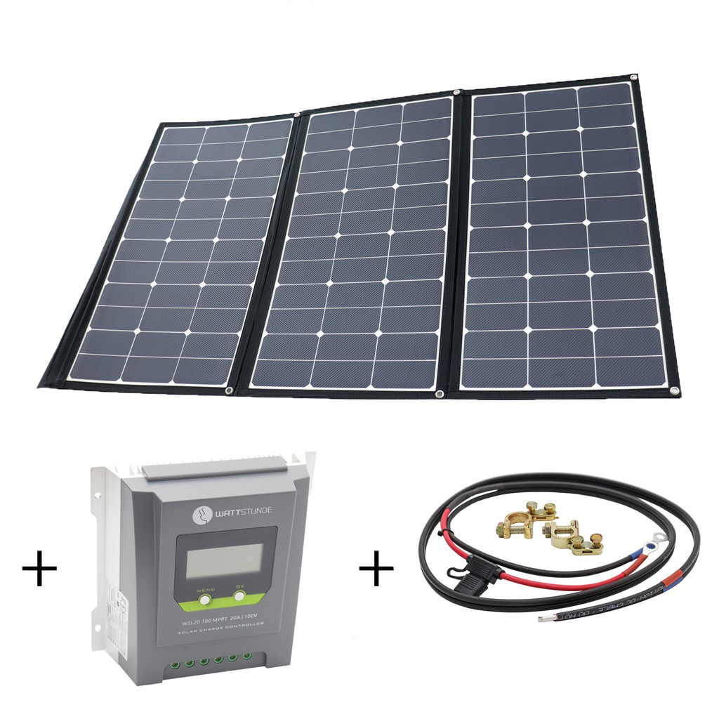 [WS101-1521SE] WATTSTUNDE® SunFolder 180W Solartasche Solarmodul MPPT Set inkl. 20A MPPT Laderegler und Anschlusskabel, faltbar